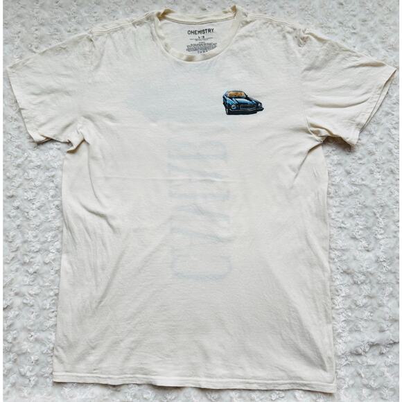 Chevy Camaro Panther Muscle Car Beige Cotton Tee Shirt by Chemistry Size Large - Picture 1 of 5
